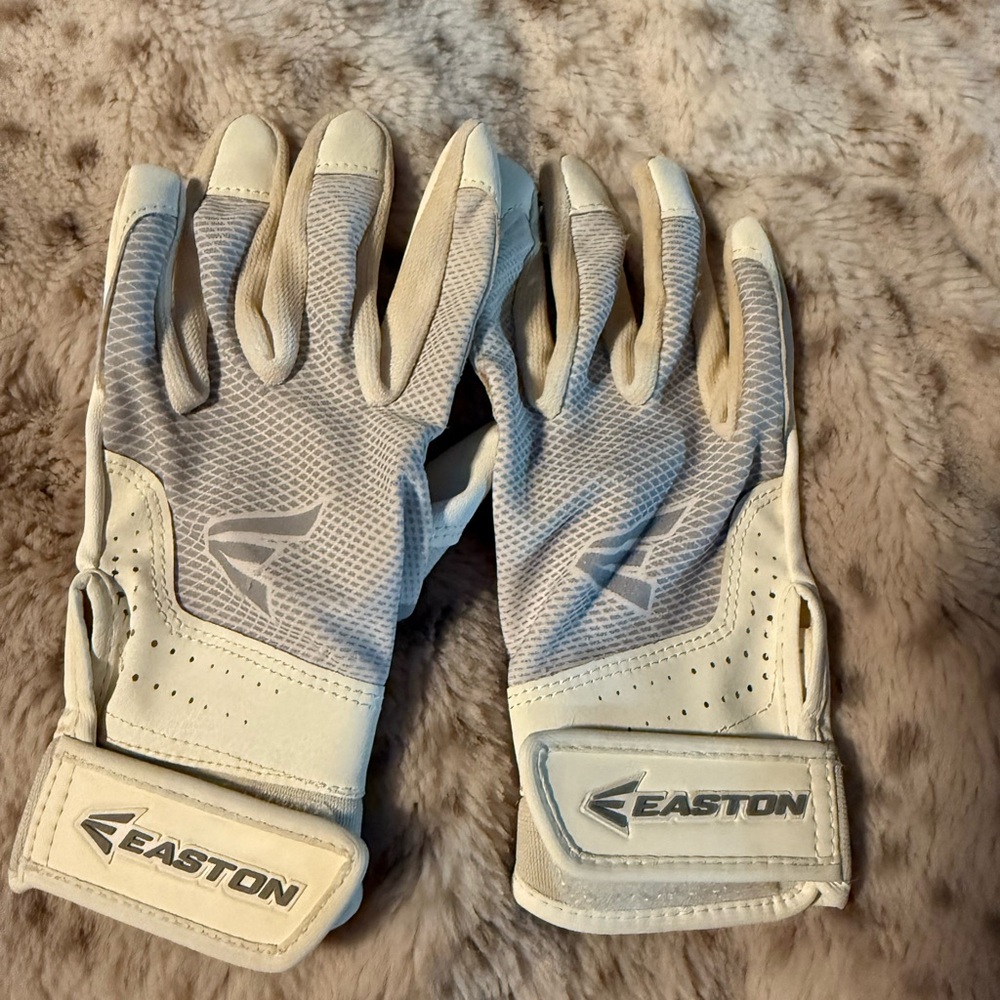 Easton White Girls' Large Batting Gloves